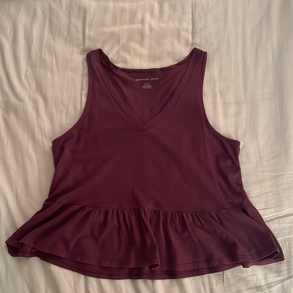 American Eagle Purple Peplum Crop Tank Top — Medium
